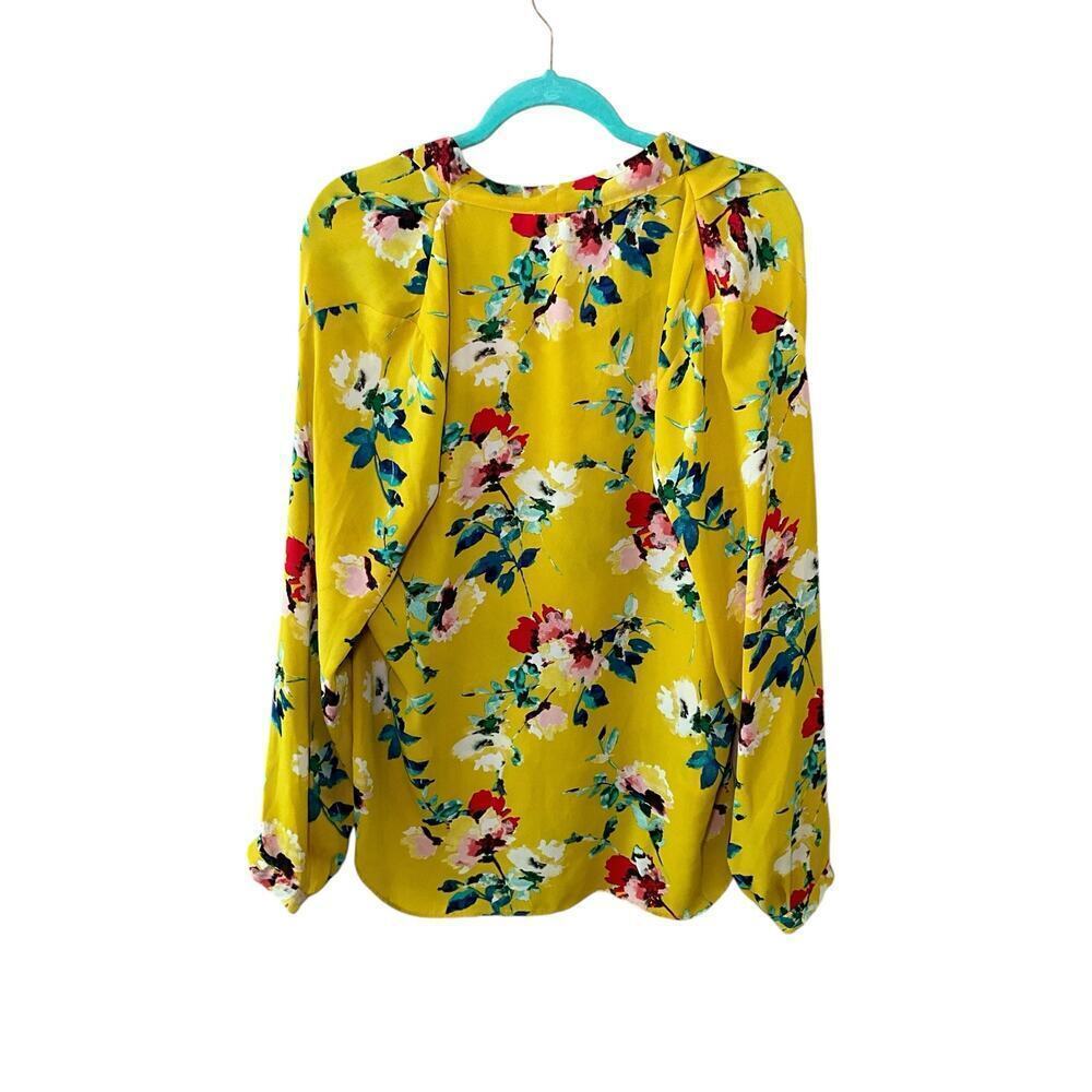 Rose & Olive Womens Floral Top Blouse Long Sleeve V-Neck Yellow Size‎ XL NWOT - Picture 2 of 6
